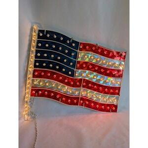 Vintage Lights American Flag Works Great Holographic Patriotic 4th of July 18x18